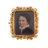 A MID 19TH CENTURY CONTINENTAL PORTRAIT MINIATURE BROOCH
