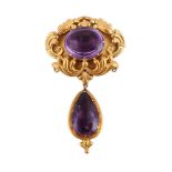 A LATE 19TH CENTURY AMETHYST PENDANT/BROOCH