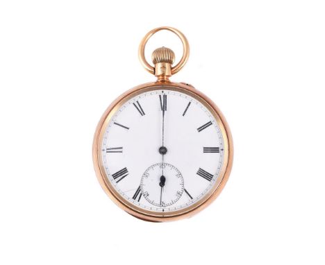 
	
		WILLIAM ROGERS, LIVERPOOL
		AN 18 CARAT GOLD KEYLESS WIND OPEN FACE POCKET WATCH, NO 124, CIRCA 1909
		Movement: Three q