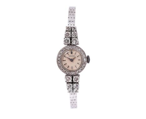 
	
		MOVADO 
		A LADY&#39;S WHITE GOLD AND DIAMOND COCKTAIL WATCH, NO. 45772, CIRCA 1930
		Movement: Manual wind, 17 jewels
	