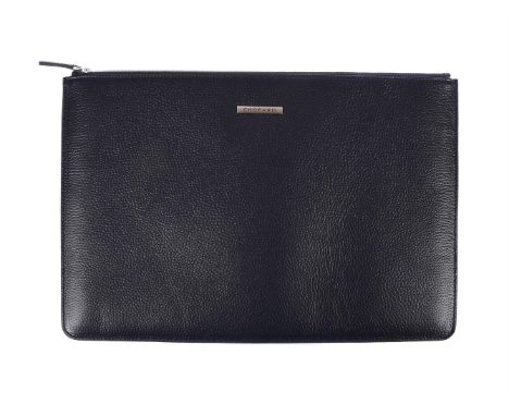 CHOPARD A BLUE PEBBLE LEATHER DOCUMENT CASE/POUCH The single zip opening to a blue suede interior with an open pocket 37 x 25