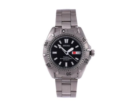 
	
		SEIKO, DIVER, REF. 7S26-0150
		A TITANIUM BRACELET WATCH WITH DAY AND DATE, NO. 850458, CIRCA 2001
		Movement: Cal. 7S26