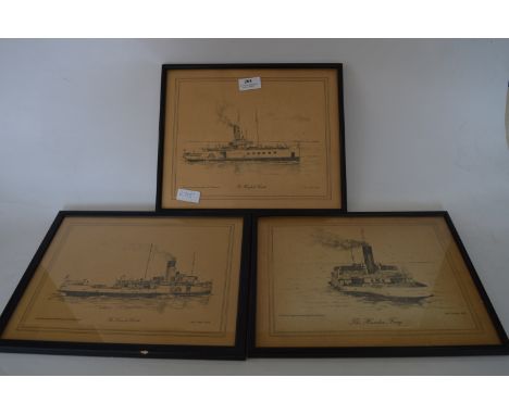 Three Framed Prints of Humber Ferries 1972/73  