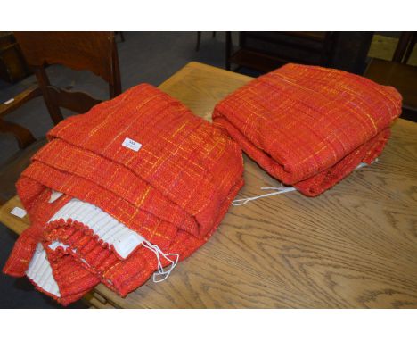 Pair of 1970's Hessian Type Curtains 