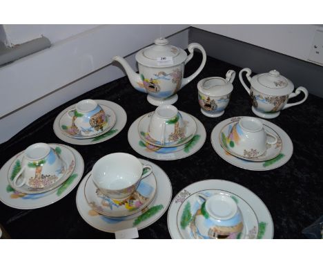 Japanese Decorative 21 Piece Tea Service with Geisha Girl Bases 