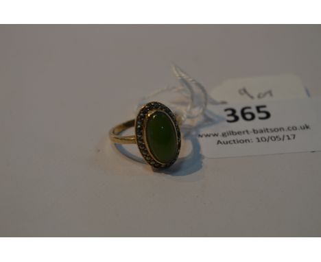 9cT Gold Dress Ring set with Green Stone 