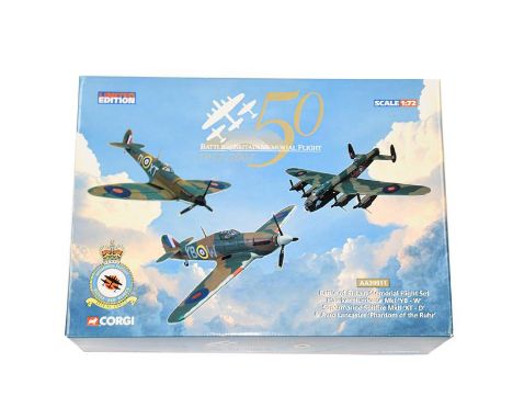 Corgi Aviation Archive AA39911 1:72 Scale Battle Of Britain Memorial Flight Set with Hawker Hurricane, Supermarine Spitfire a