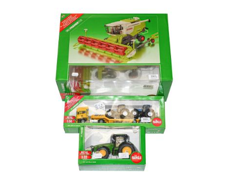 Siku 1:32 Scale Agricultural Models 4258 Lexion Combine harvester, 3272 John Deere 8360R tractor and 1984 LKW Truck with trac