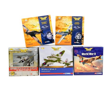 Corgi Aviation Archive 1:72 Scale WWII Group US31926 Supermarine Spitfire VB, AA31904 Spitfire MkVB, 49102 Hawker Hurricane, 