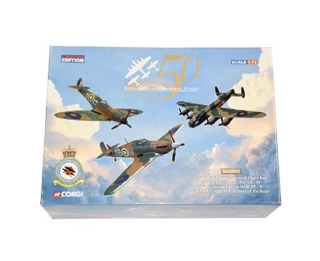 Corgi Aviation Archive AA39911 1:72 Scale Battle Of Britain Memorial Flight Set with Hawker Hurricane, Supermarine Spitfire a