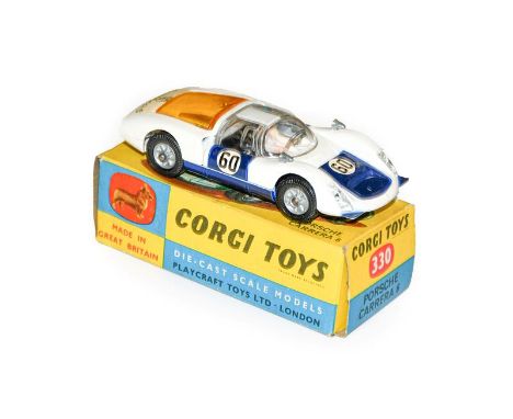 Corgi 330 Porsche Carrera 6 white/blue with yellow engine cover (E box G)