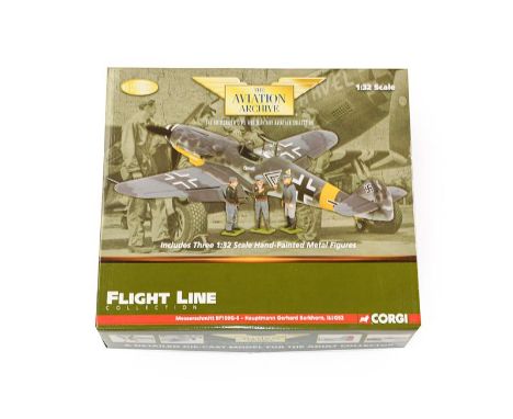 Corgi Aviation Archive Flight Line US34903 1:32 Scale Messerschmitt Bf109G-6 Hauptman Gerhard Backhorn with figures (E box E-