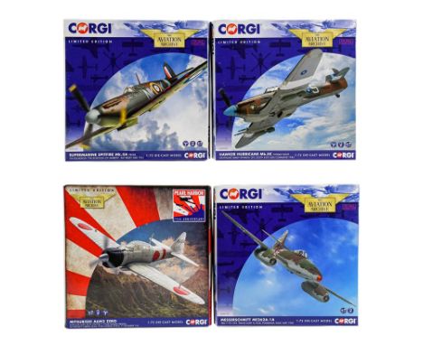 Corgi Aviation Archive 1:72 Scale Models AA35710 Messerschmitt Me262A 1A, AA39206 Supermarine Spitfire MkIIa and AA39704 Hawk