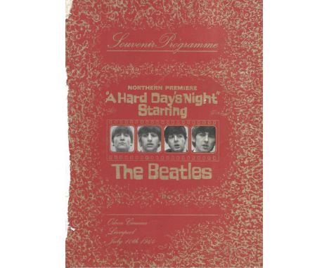 A Hard Day?s Night Northern Premiere Programme (seem split) with Ticket to Odeon Liverpool 10th July 1964 