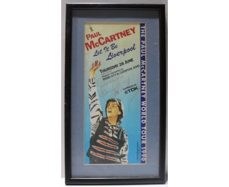 Paul McCartney Let It Be Liverpool concert ticket holder signed on front ?Cheers Paul McCartney? 