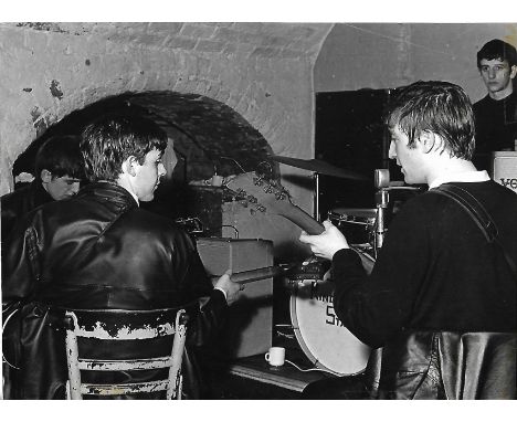 Peter Kaye Photograph of The Beatles rehearsing at The Cavern Club Liverpool 22nd August 1962 stamped on reverse Foto Peter K