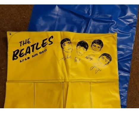 Beatles Air-bed by Li-Lo blue and yellow with black print Beatles heads with first names. UK c.1964 