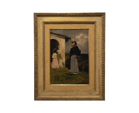 Lorenzo Delleani (1840-1908), Studio per la festa di Santa Barbara, Oel auf Platte, 45 x 31 cm  | Lorenzo Delleani (1840-1908