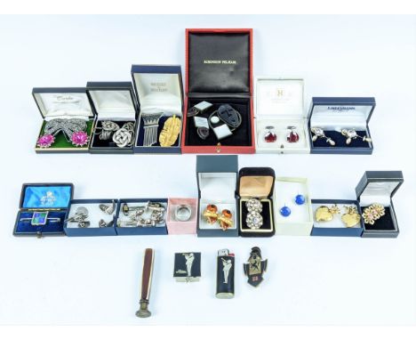 A COLLECTION OF ASSORTED FASHION JEWELLERY, including earrings and brooches, by various designers including Mignon Faget, Chr