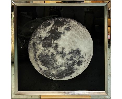 CONTEMPORARY SCHOOL MOON PRINT, 80cm x 80cm, set in mirrored frame. 