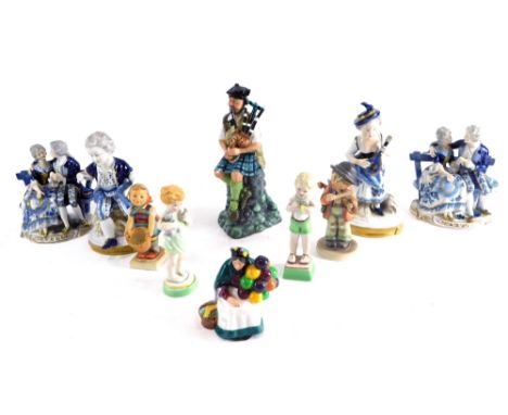 Various pottery and effects, a Royal Doulton figure The Piper printed marks beneath 22cm high (2nd) various other pottery and