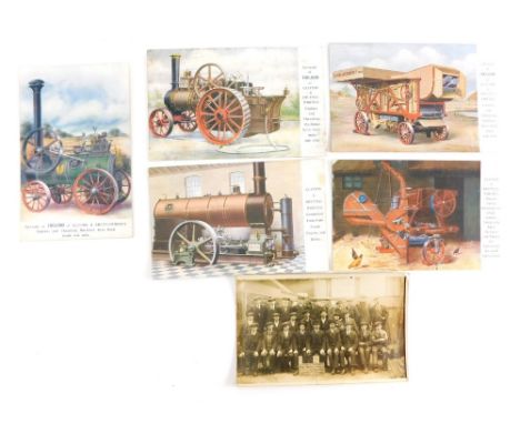 Various 20thC Lincoln city postcards, Clayton &amp; Shuttleworth advertising cards, for thrashing machines, engines, etc., an