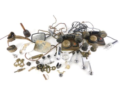 Various vintage part telephones, telephone receivers, part wall telephone, black receiver, 26cm long, etc. (a quantity, AF) 