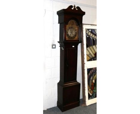 ~ An oak thirty hour longcase clock, signed Geo Miller, Gateshead, dial centre engraved with a family crest