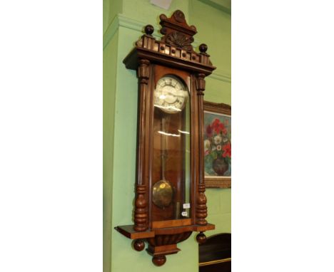 A Vienna type walnut veneered double weight driven striking wall clock, circa 1890 