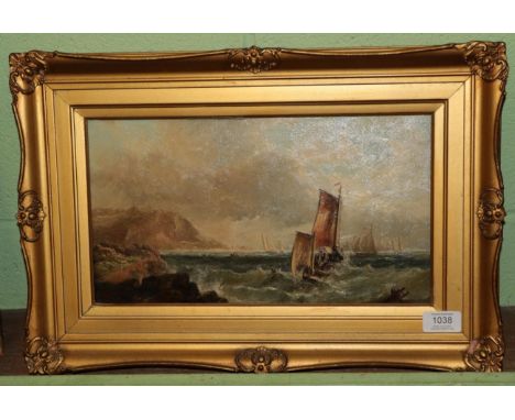 British School (19th century) Seascape with sinking boat, bears signature, oil on canvas, 19cm by 34.5cm  