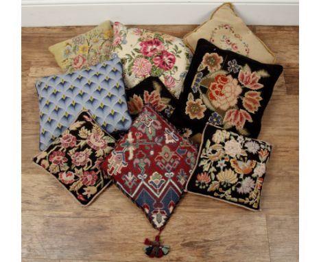 Group of woolwork and tapestry cushions(9)  In generally good condition