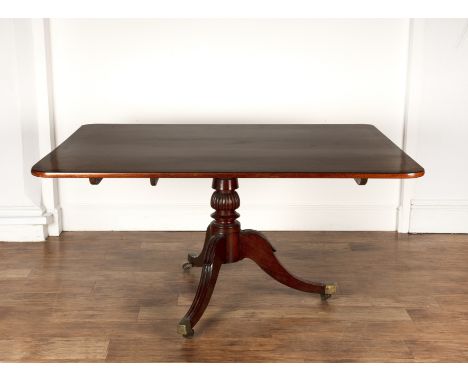 Tilt-top breakfast table on a tripod base with castors, 150.5cm wide x 76cm high x 120.5cm deep  At present, there is no cond