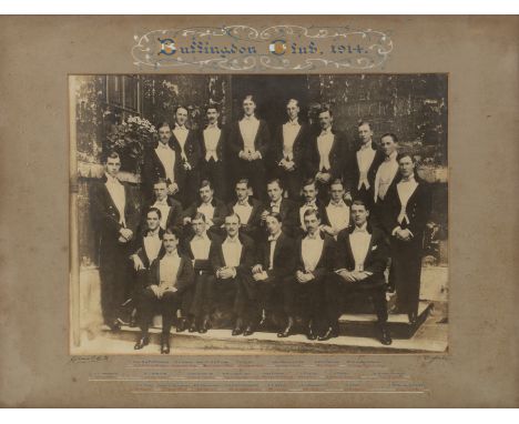 Bullingdon Club members photograph Oxford, 1914, with a list of the members and their regiments, including Prince Obolensky, 