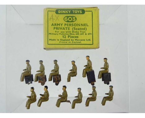 A DINKY 603 box of 12 Seated Army Personnel, Private - G in G box