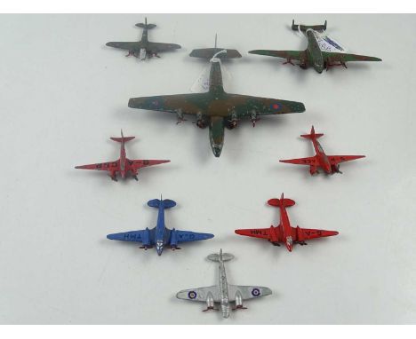 A group of 8 Pre- War &amp; early Post-War DINKY aircraft, lot consists of X2 62m Light Transporters, X2 60g DH Comet Light R