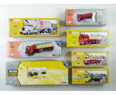 A group of CORGI 1:50 scale rigid and articulated lorries - all construction related - VG/E in G/VG boxes (7)