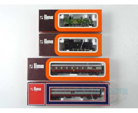 A group of LIMA HO gauge items including 2x British outline class J50 steam locomotives in LNER green and BR black together w