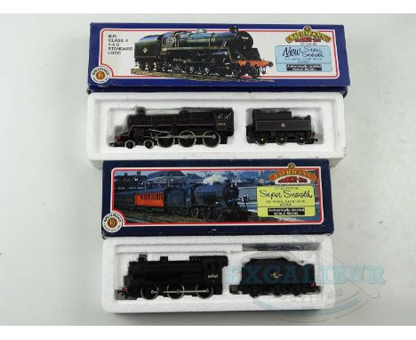 A pair of BACHMANN OO gauge steam locomotives comprising a class J39 and a class 4MT both in BR black livery - VG/E in G boxe