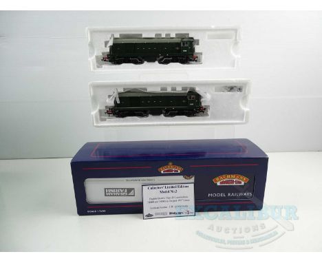 A BACHMANN OO gauge 32-027Y limited edition class 20 diesel locomotive twin pack comprising D8000 and D8001 both in BR green 