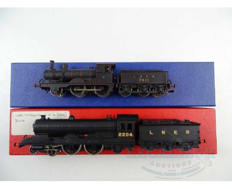 A pair of kit built OO gauge brass/whitemetal steam locomotives comprising an ex GER Class E4 and an ex-NER Class C7 both in 