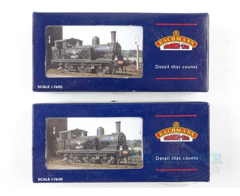 A pair of BACHMANN OO gauge class J72 steam tank locomotives comprising examples in BR(E) green and LNER black - G/VG in G/VG