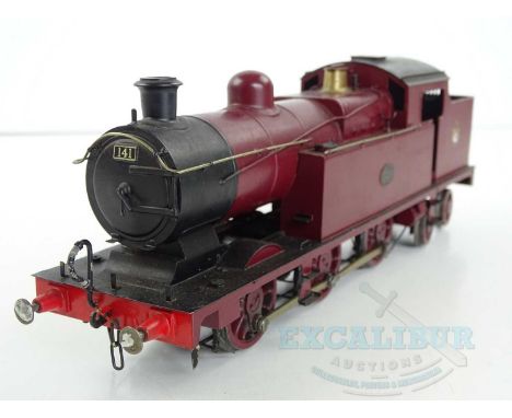 A kitbuilt O gauge standard scale Barry Railways L class 0-6-4 steam tank locomotive in Barry maroon livery numbered 141 - VG