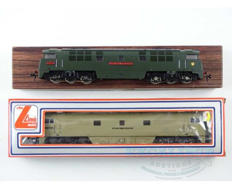 A pair of OO gauge Western class diesel locomotives comprising a LILIPUT 'Western Explorer' in BR green and a LIMA 'Western E