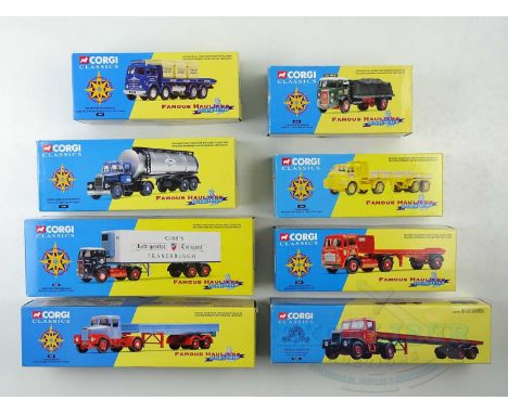 A group of CORGI 1:50 Scale Famous Hauliers Around Britain series rigid and articulated lorries - VG/E in G/VG boxes (8)