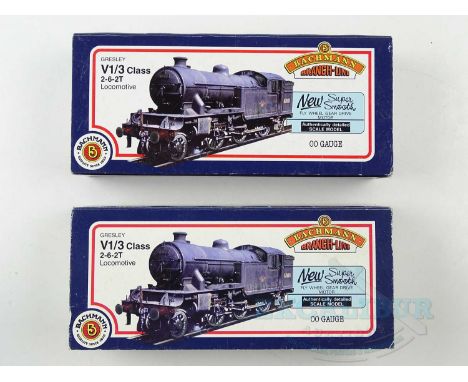 A pair of BACHMANN OO gauge class V1 steam tank locomotives, both in BR black, one in incorrect box - G/VG in G/VG boxes (2)