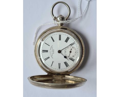 A engraved silver hunter pocket watch " army time keeper max minuk 30259" with seconds dial 