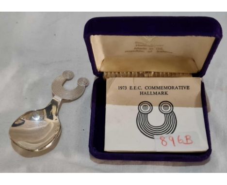 A 1973 EEC Irish caddy spoon by T O'Connor, box with paperwork