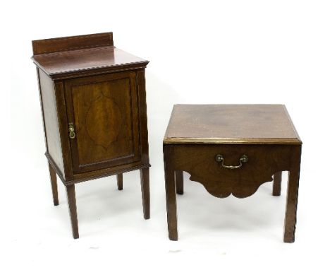 A George III commode (converted), with drawers beneath, 53cm wide and a bedside cupboard
