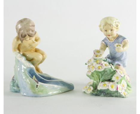 Two Royal Worcester figures 'May' and 'August', modelled by F G Doughty, black printed marks, 12.5cm high