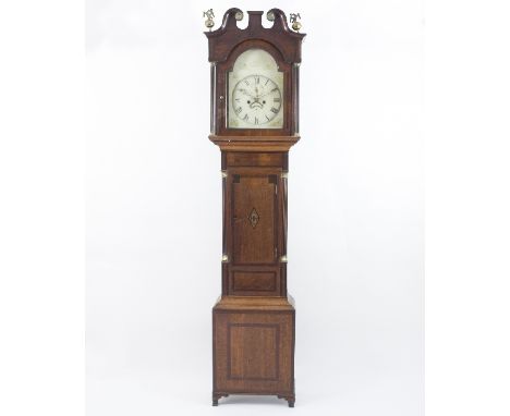 An oak cased eight-day longcase clock, the arched painted dial signed George Weaver, Droitwich and with subsidiary seconds di